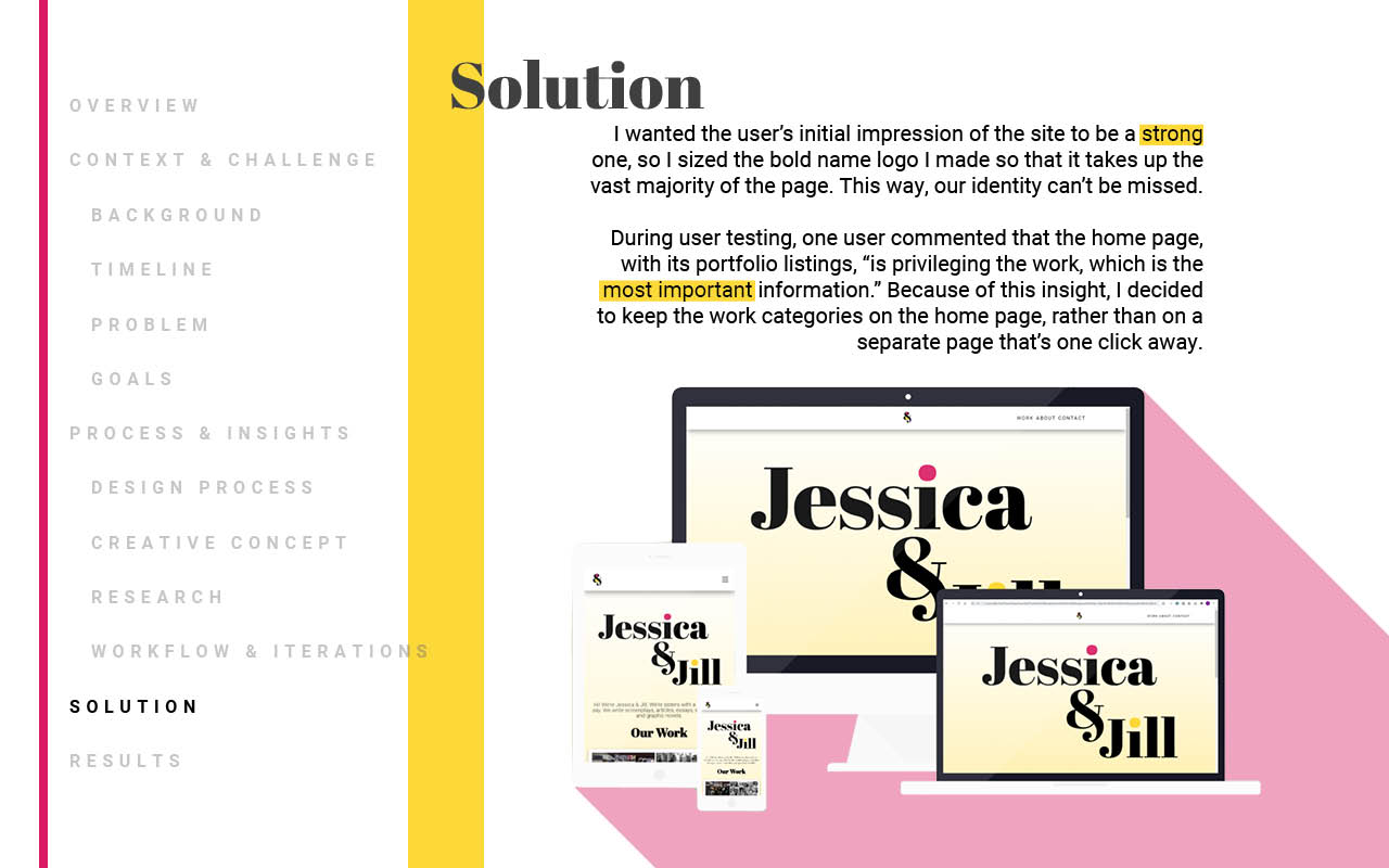 Site Design: Jessica & Jill - Solution 3