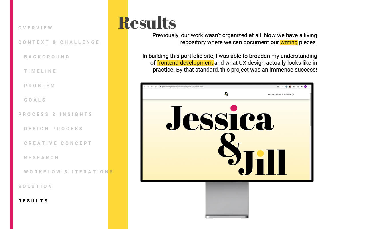 Site Design: Jessica & Jill - Results