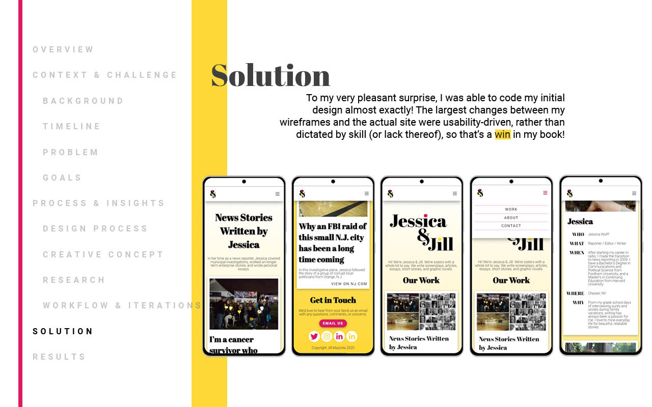 Site Design: Jessica & Jill - Solution 1